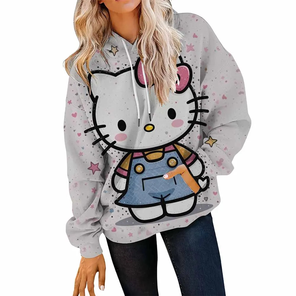 Gray hoodie with cartoon character design on a white background