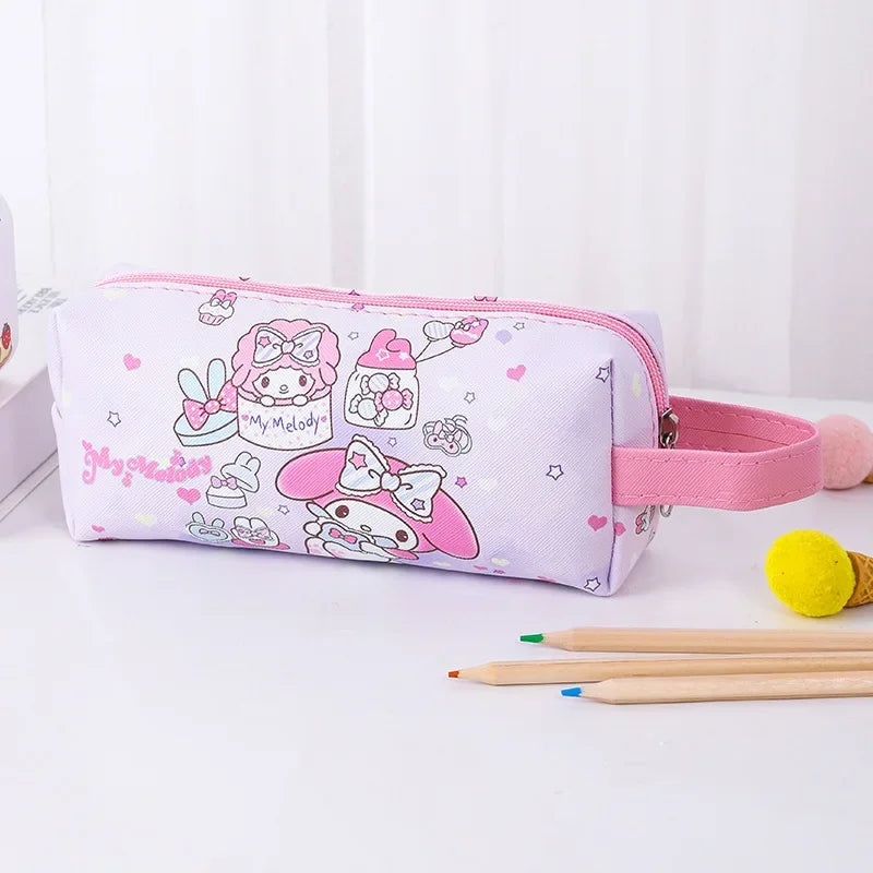 Pencil case with cartoon character design on a white background