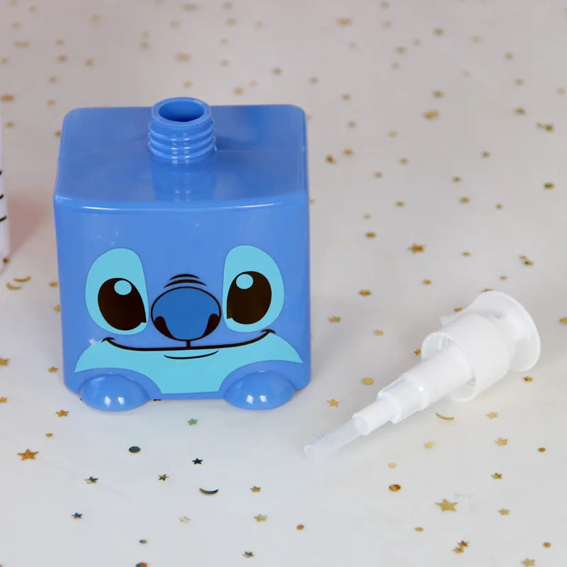 Blue bottle with cartoon face design on a white background