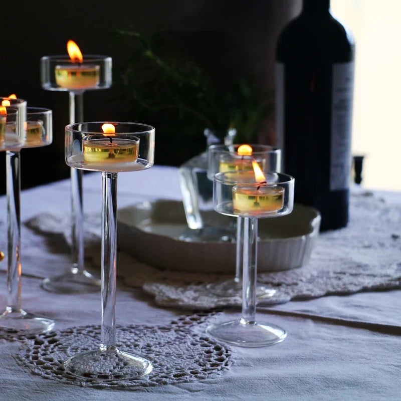 Ensemble de bougeoirs à bougie chauffe-plat en cristal