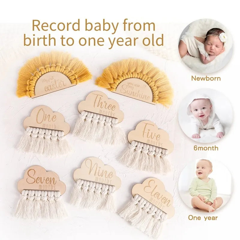 Ensemble de cartes en bois pour les étapes clés de la vie de bébé