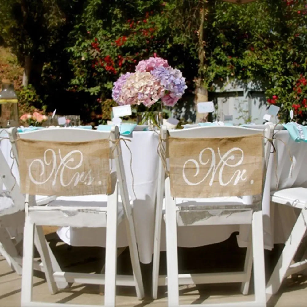 Romantic Mr. & Mrs. Chair Banners