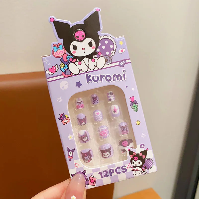 Kuromi nail art set packaging with cartoon character on a plain background