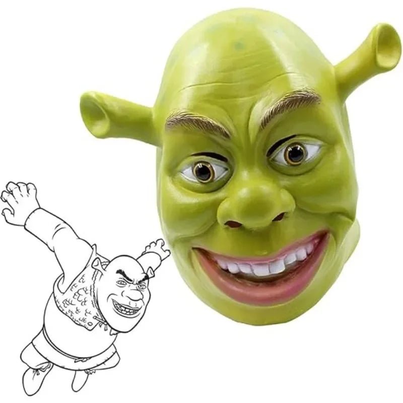 Adult Shrek Latex Mask - Halloween Green Full Head - Cake Pops Parties