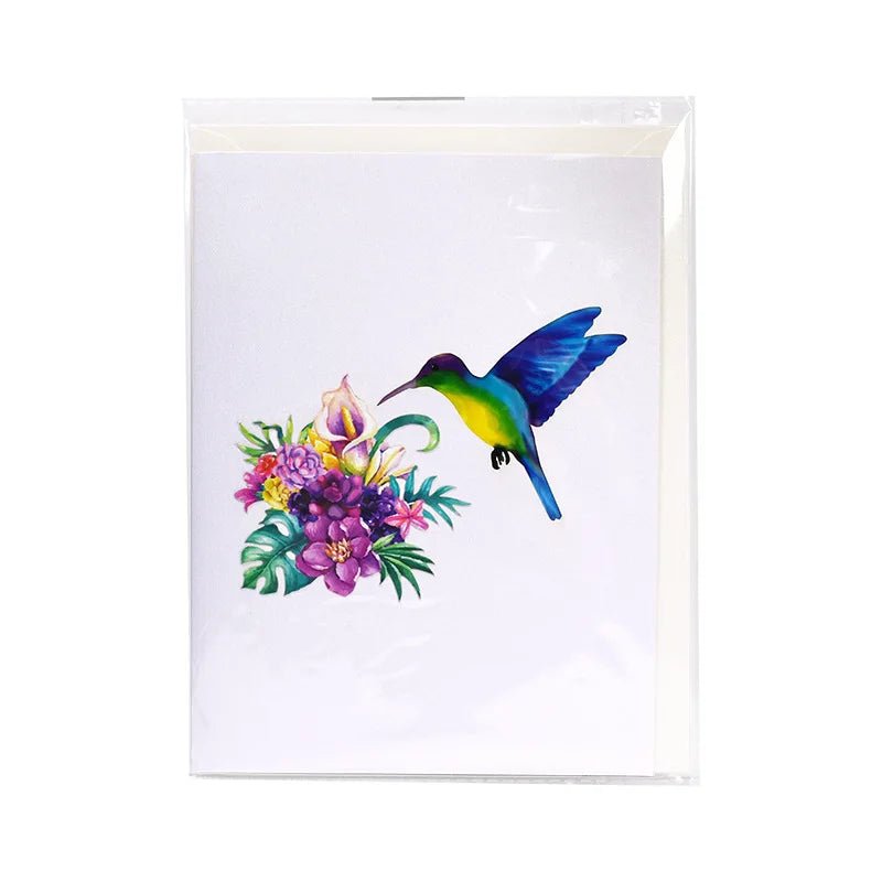 Blue Hummingbird 3D Pop - Up Greeting Card - Cake Pops Parties