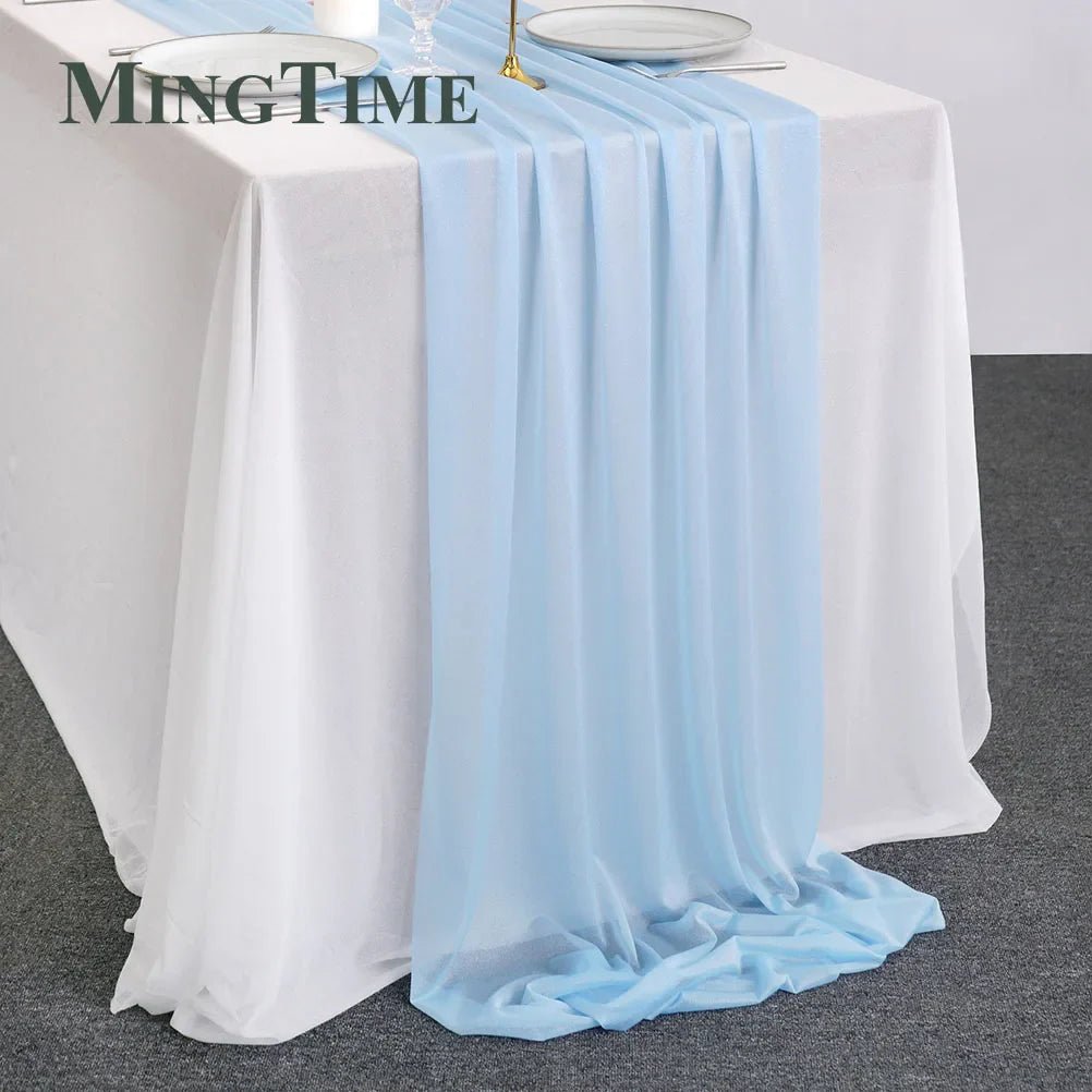 Blue Sheer Chiffon Table Runner - Cake Pops Parties