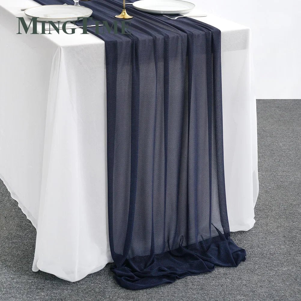 Blue Sheer Chiffon Table Runner - Cake Pops Parties