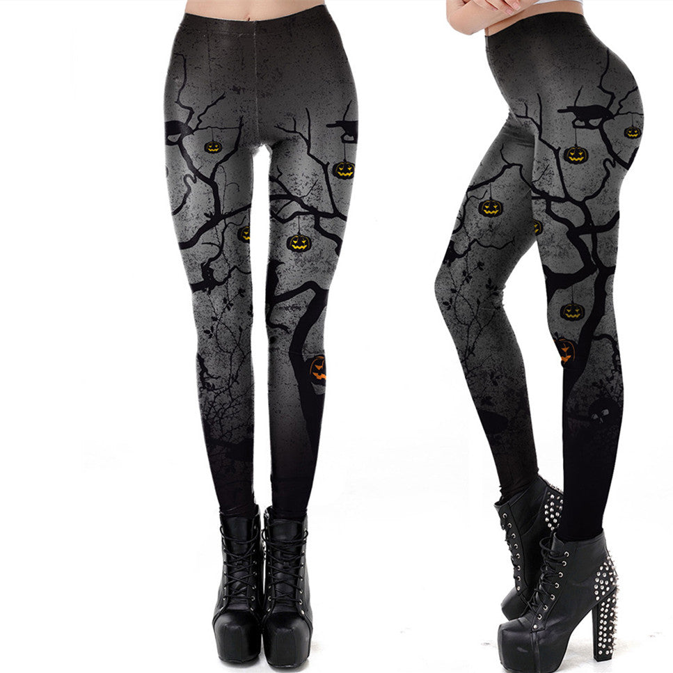 Leggings à tête de citrouille pour femme