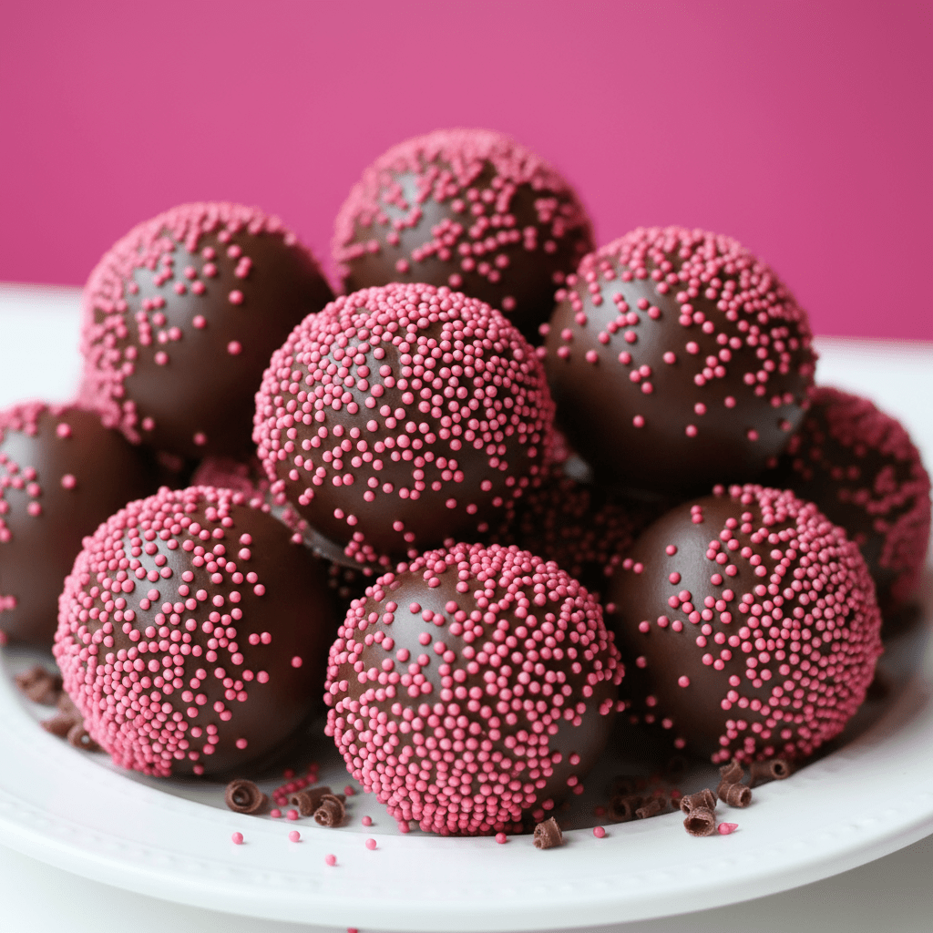 Chocolate Cake Pops With Pink Sprinkles - Cake Pops Parties