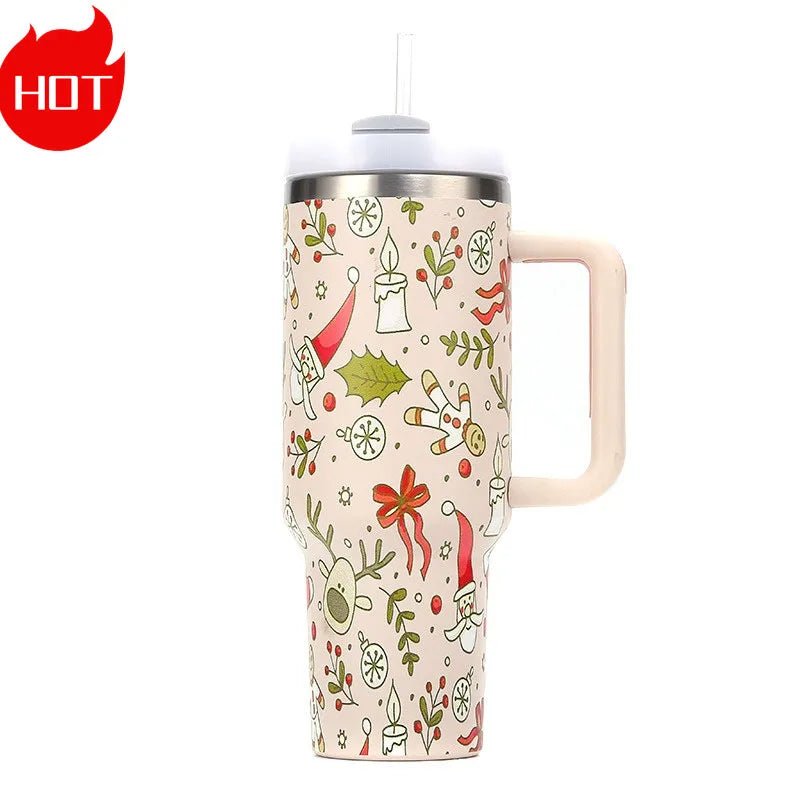 Christmas Gift 40oz Stainless Steel Thermos Tumbler with Handle - Cake Pops Parties