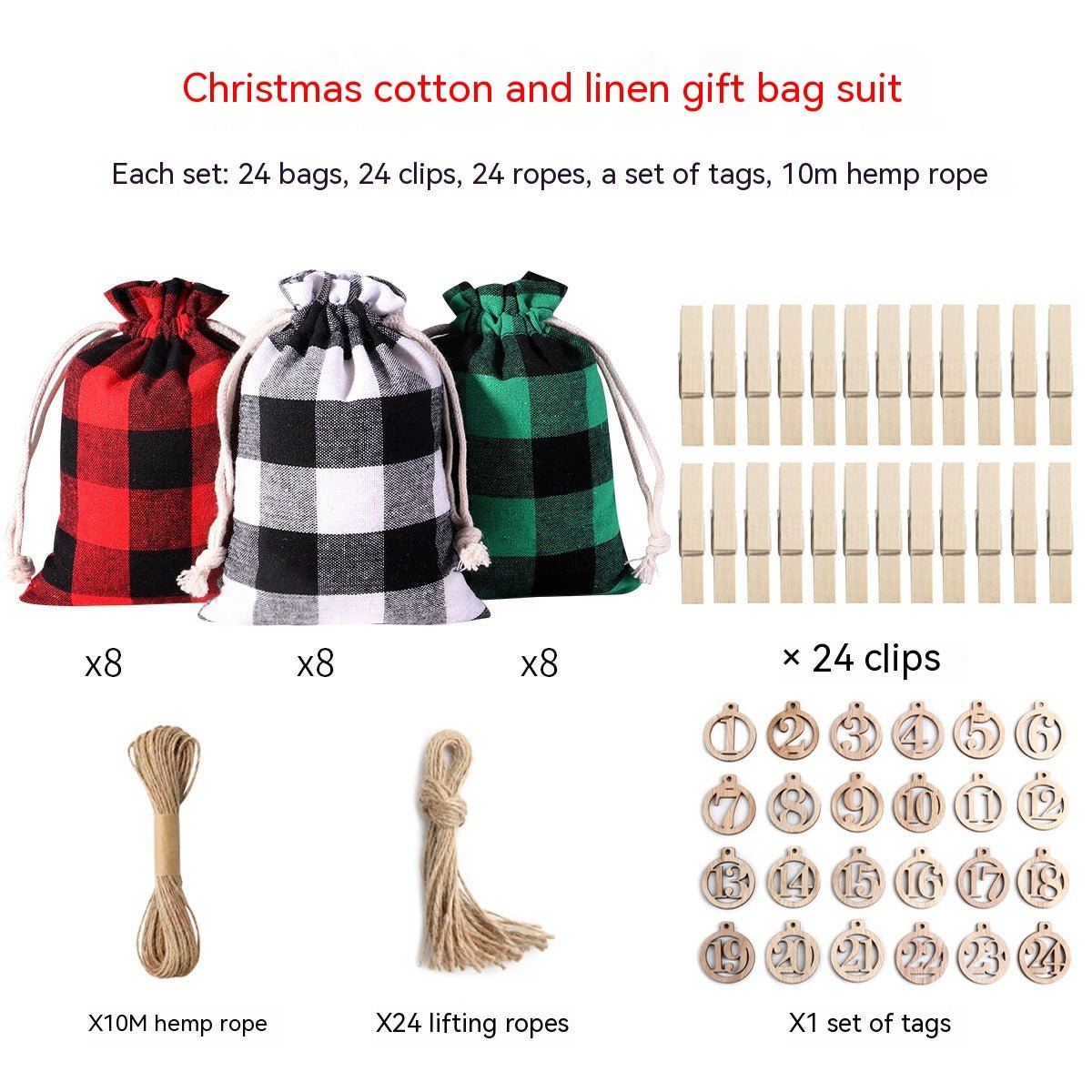 Christmas Linen Candy Bags Set - Cake Pops Parties