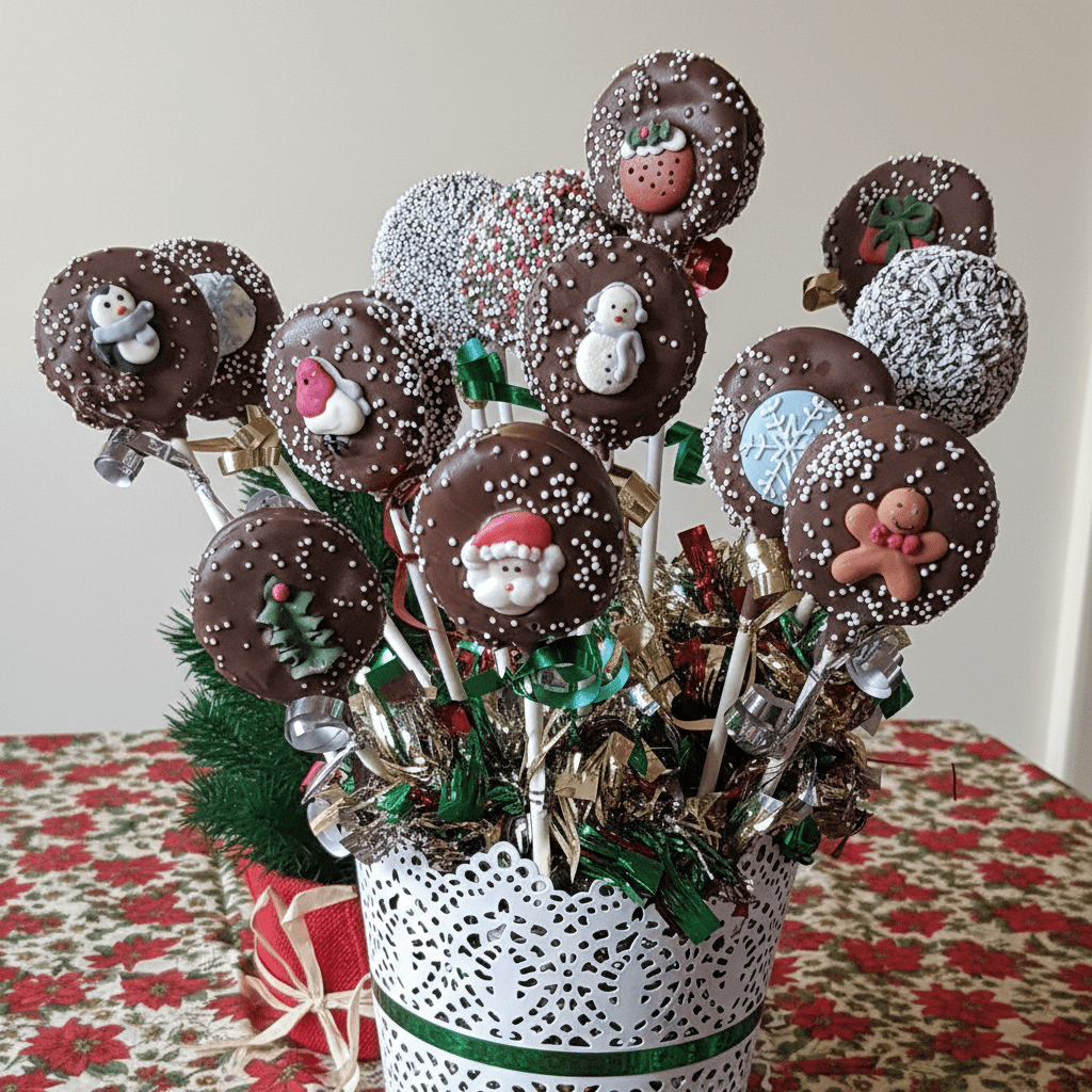 Christmas Oreo Cake Pops Bouquet - Cake Pops Parties