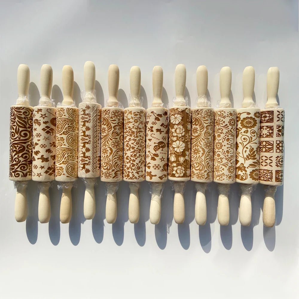 Christmas Rolling Pins - Snowflake Elk Patterned Roller - Cake Pops Parties