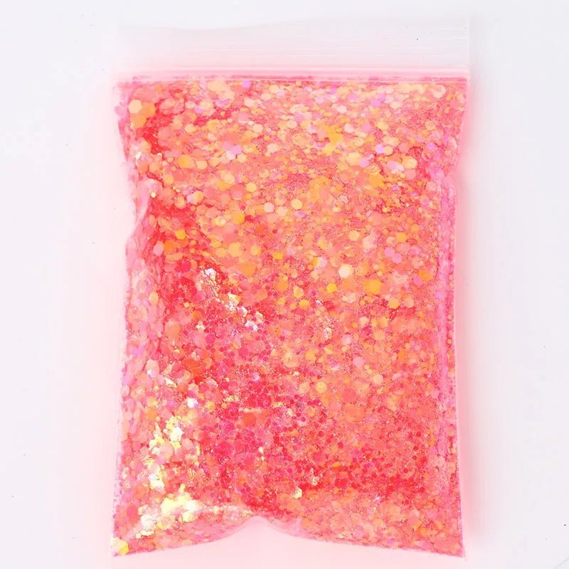 Chunky Mix Iridescent Glitter - 16 Colors 50g - Cake Pops Parties