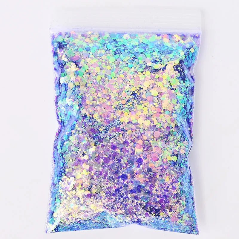 Chunky Mix Iridescent Glitter - 16 Colors 50g - Cake Pops Parties