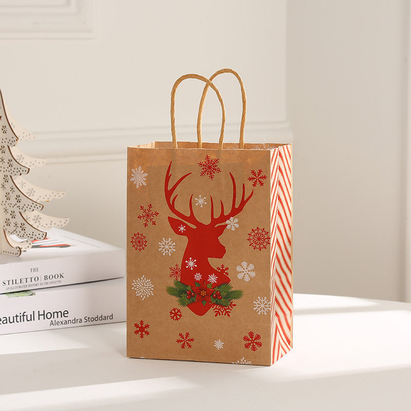 Sac en papier kraft portable pour cadeau de Noël