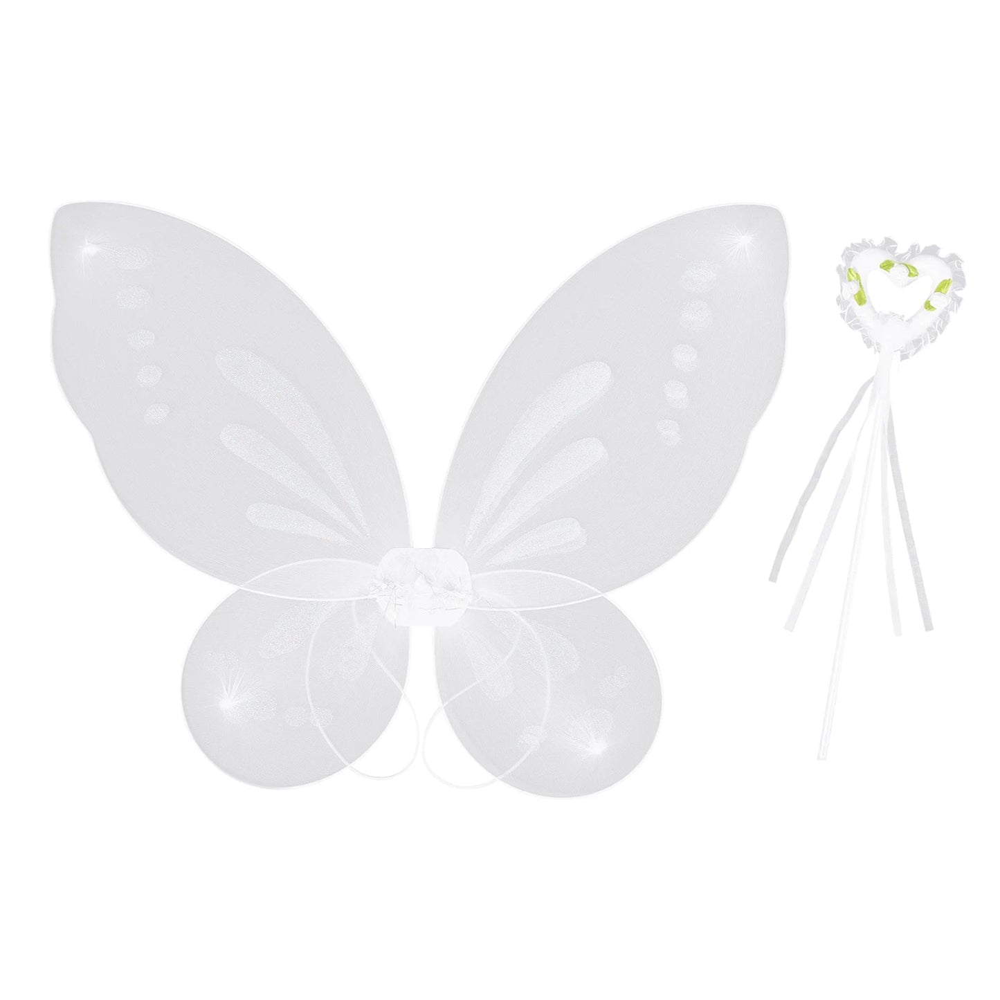 Girls White Butterfly Wings Set with Magic Wand - Cake Pops Parties