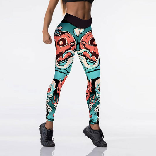 Halloween Pumpkin Digital Print Yoga Pants - Cake Pops Parties