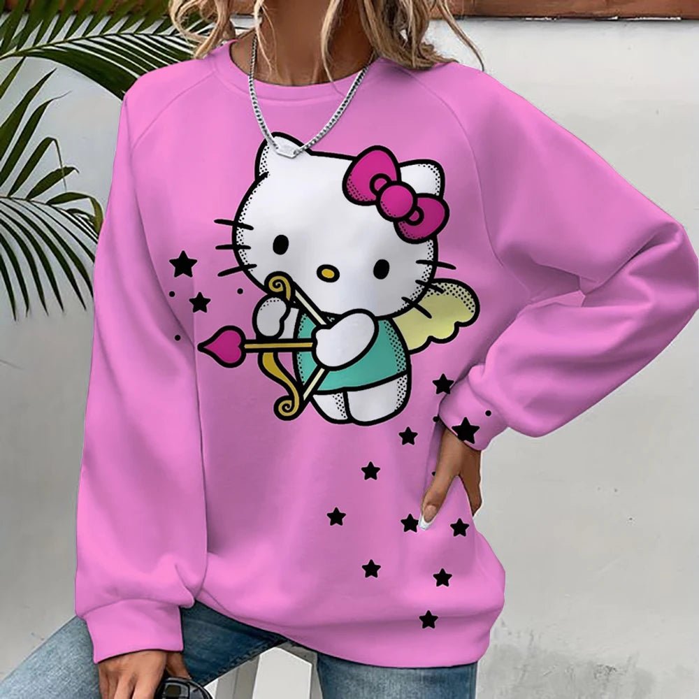 Hello Kitty Cartoon Pullover | Unisex Spring Autumn Fashion Hoodie - Cake Pops Parties