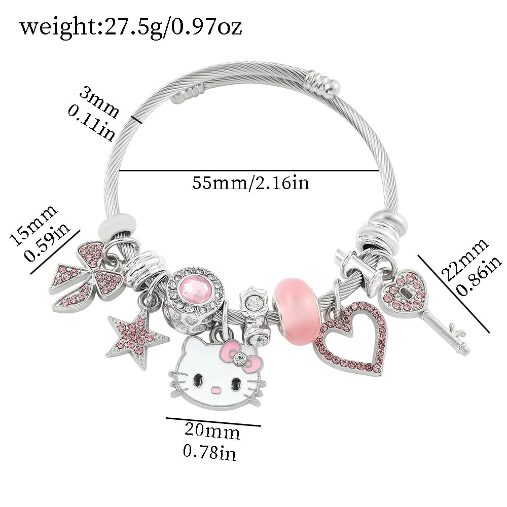 Hello Kitty Gold Plated Charm Bracelet Women Kawaii Sanrio Gift - Cake Pops Parties