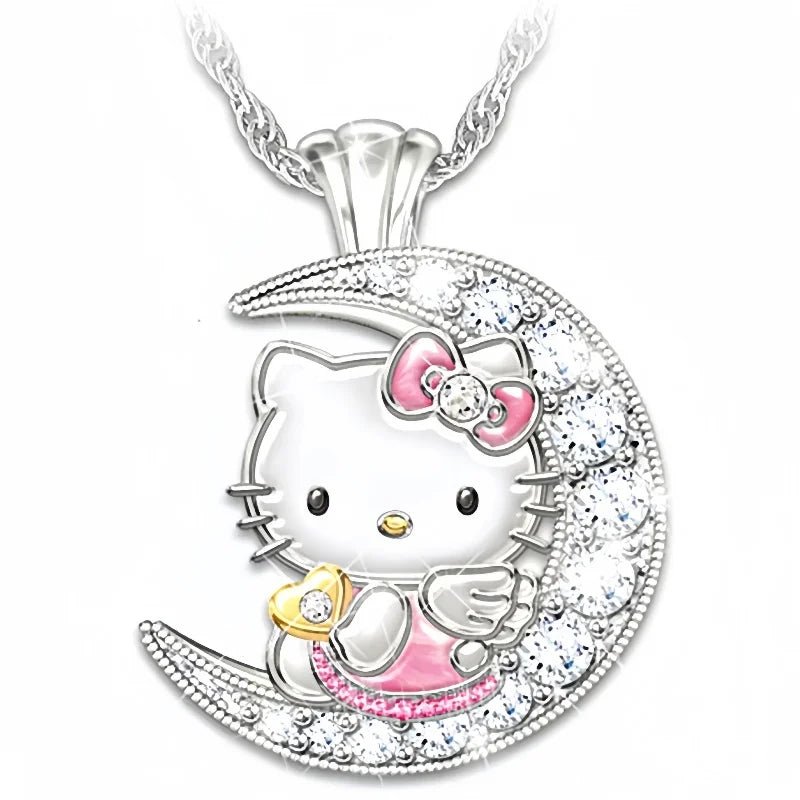 Hello Kitty Kids Moon Pendant Necklace Cute Girls Jewelry - Cake Pops Parties