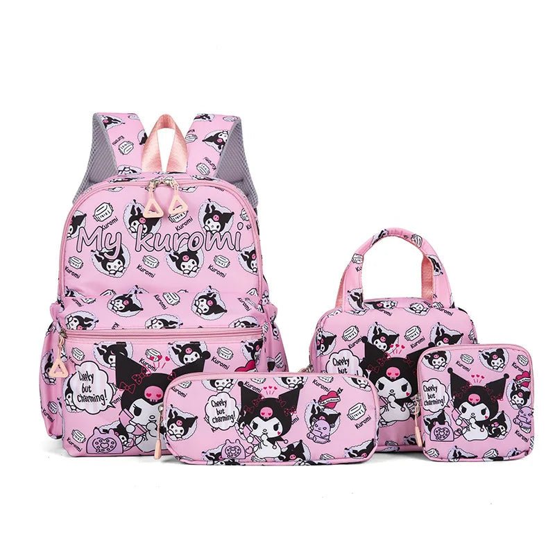 Hello Kitty Kuromi 4PCS Backpack Set - Girls Kindergarten School Bag - Cake Pops Parties