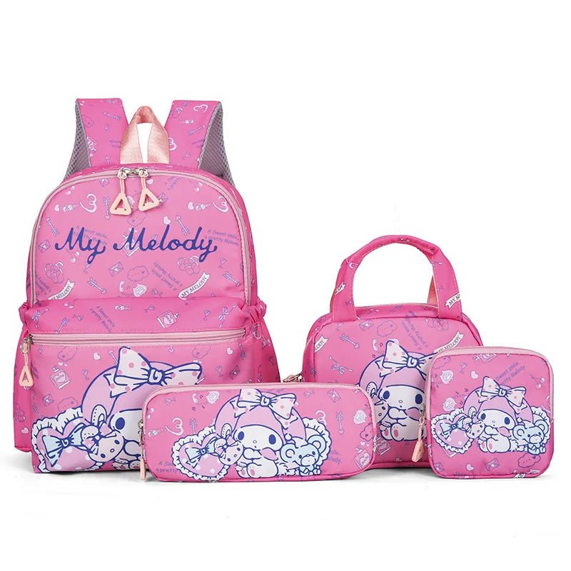 Hello Kitty Kuromi 4PCS Backpack Set - Girls Kindergarten School Bag - Cake Pops Parties