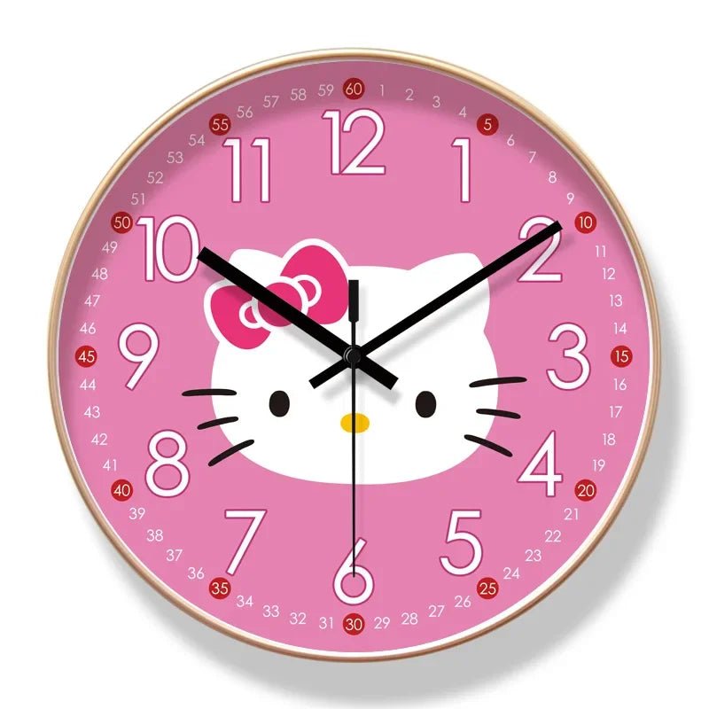 Hello Kitty Mute Sweep Wall Clock Educational Bedroom Decor - Cake Pops Parties