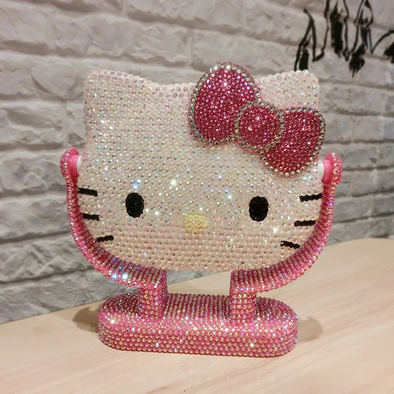 Hello Kitty Vanity Mirror Pink Rhinestone Handheld Flip Gift - Cake Pops Parties