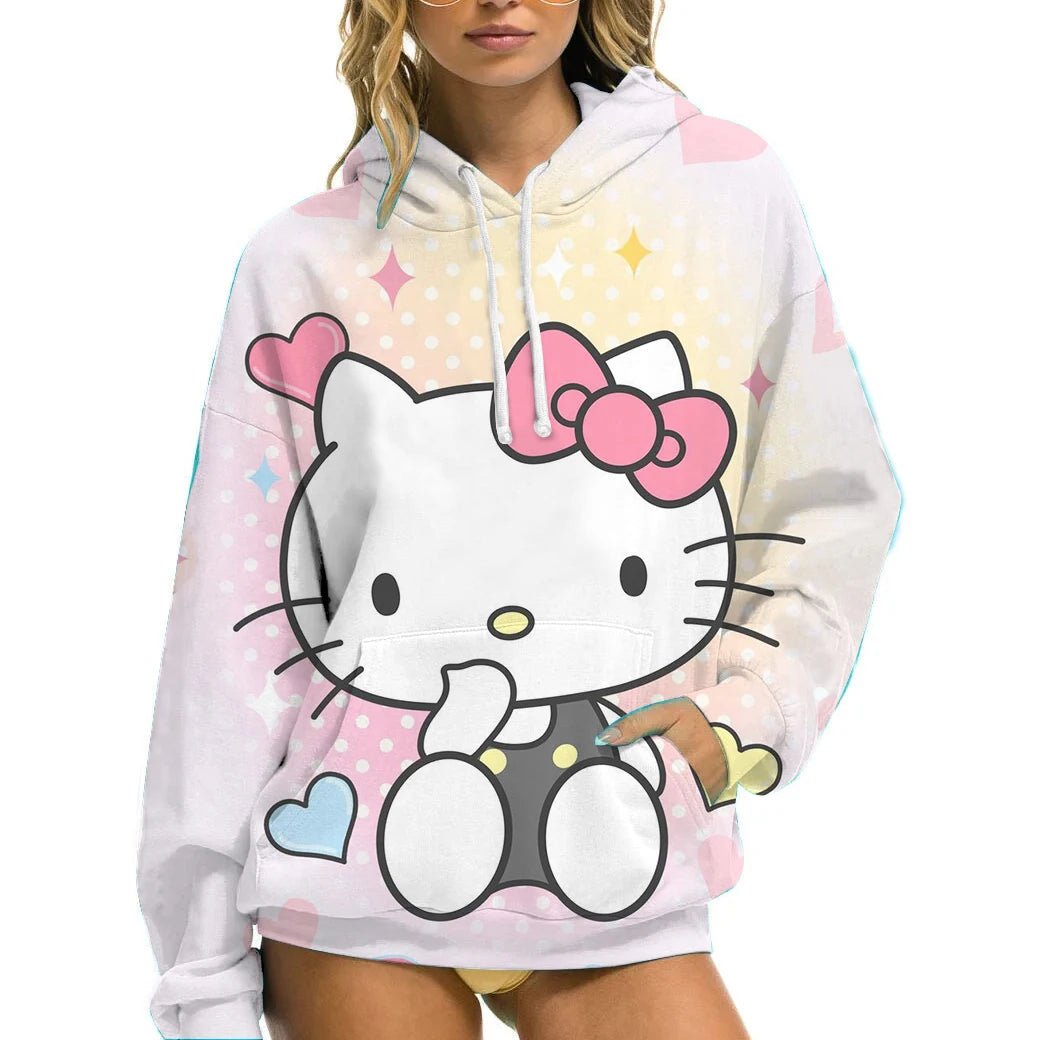 Hello Kitty Women’s Hoodie - Cozy Autumn/Winter Sportswear Casual Wear - Cake Pops Parties