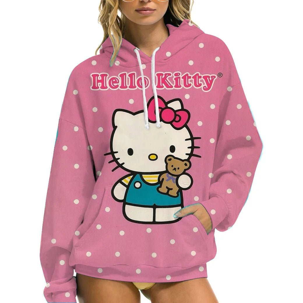 Hello Kitty Women’s Hoodie - Cozy Autumn/Winter Sportswear Casual Wear - Cake Pops Parties