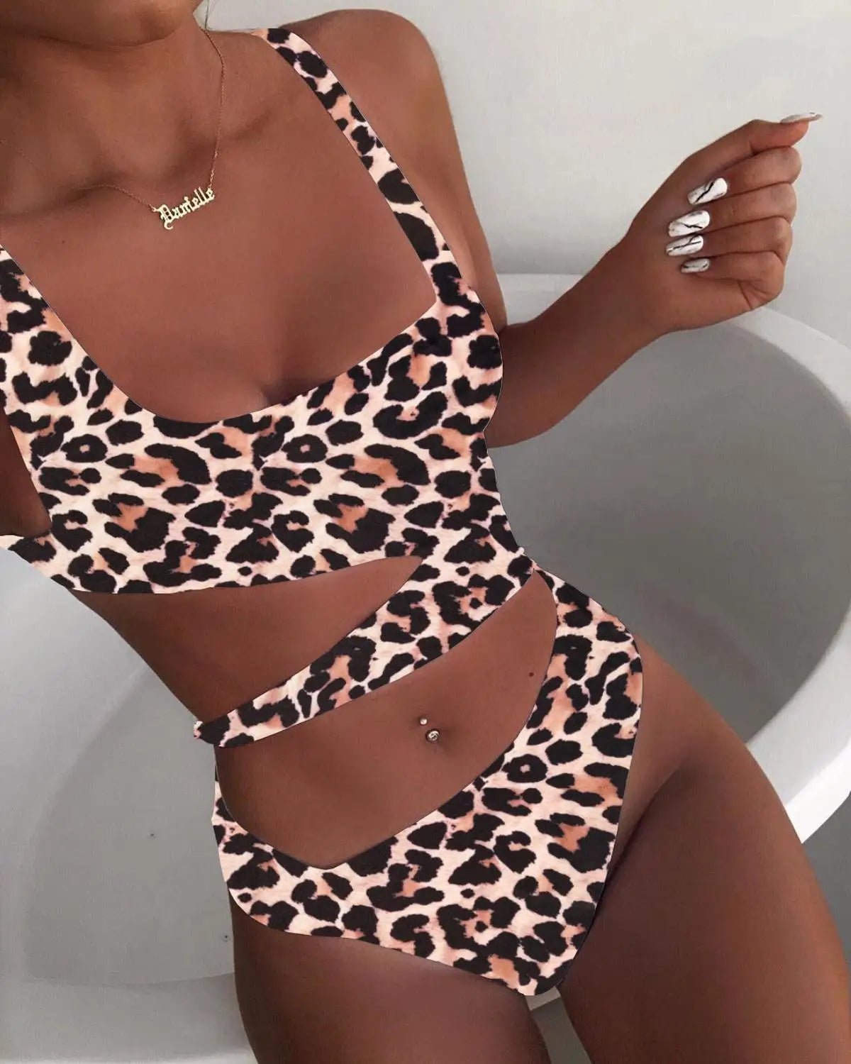 High Waist One - Piece | Solid Color Hollow Cut - Out Swimming Costume - Cake Pops Parties