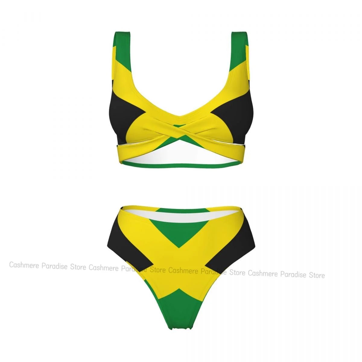 Jamaica Flag Push - Up Bikini | Sexy Two - Piece Separate Women's Swimsuit - Cake Pops Parties