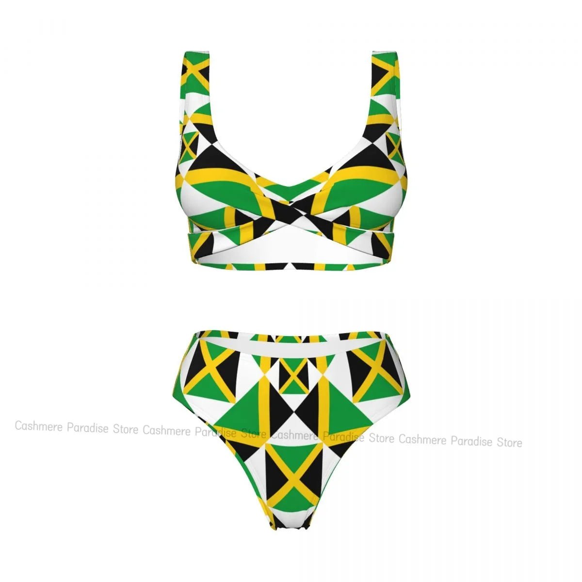 Jamaica Flag Push - Up Bikini | Sexy Two - Piece Swimsuit for Beach Lovers - Cake Pops Parties
