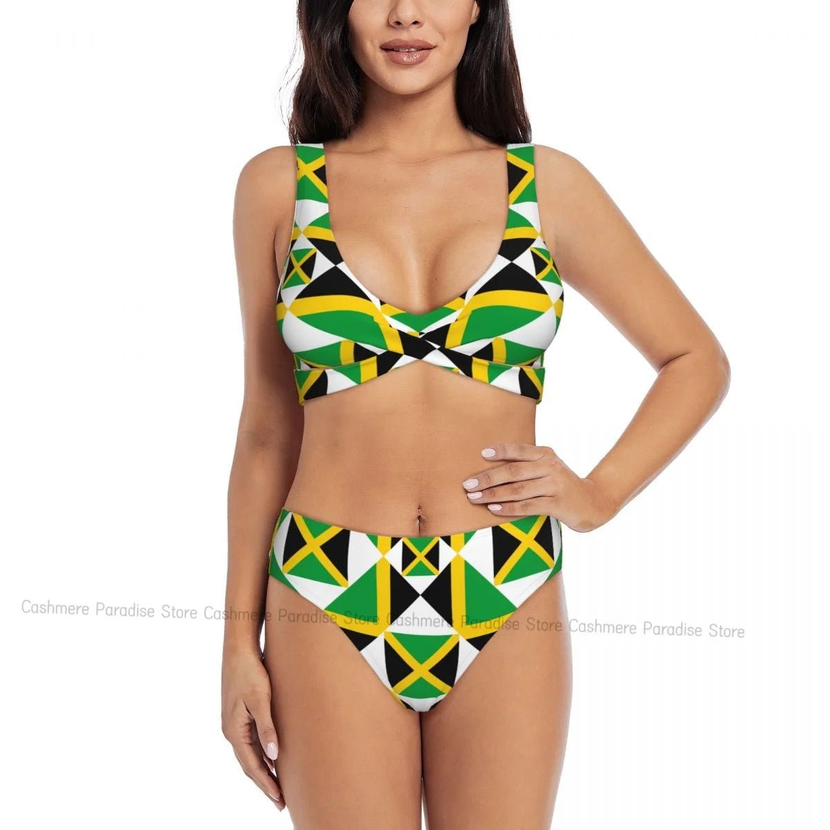 Jamaica Flag Push - Up Bikini | Sexy Two - Piece Swimsuit for Beach Lovers - Cake Pops Parties
