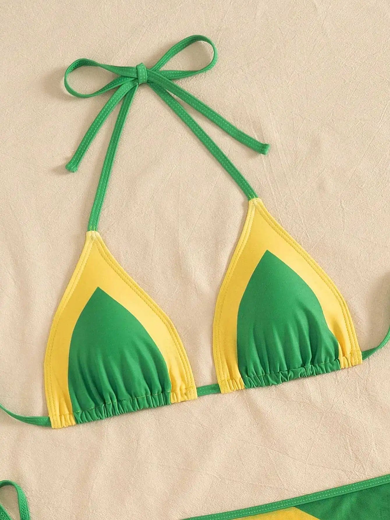 Jamaica Flag Sexy Three Piece Bikini Set | Micro Split Swimsuit Beach Wear - Cake Pops Parties