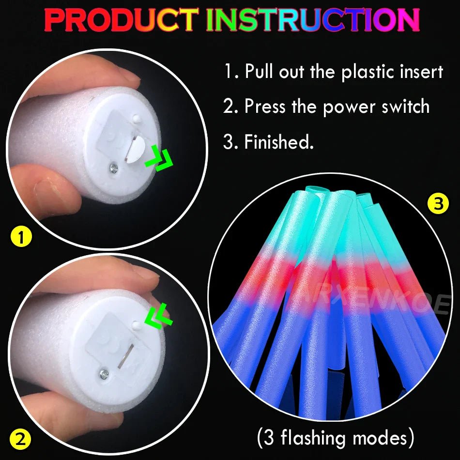LED Foam Glow Sticks - Colorful Party Supplies - Cake Pops Parties