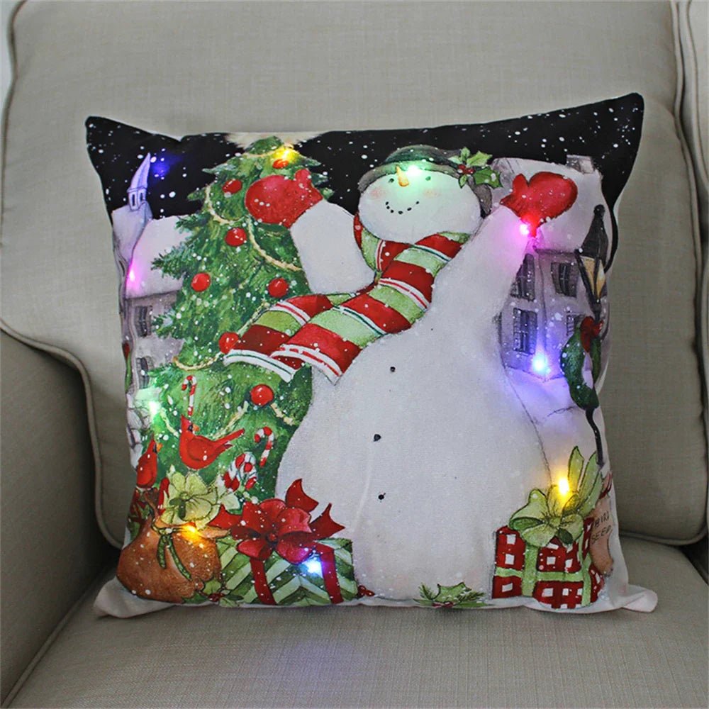 LED Light Christmas Pillow Cover - Santa Elk Glow - Cake Pops Parties