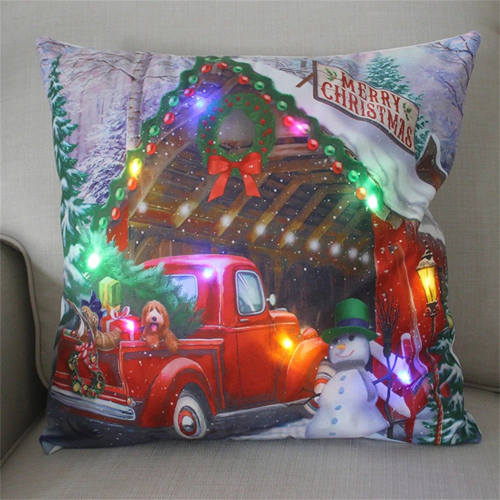 LED Light Christmas Pillow Cover - Santa Elk Glow - Cake Pops Parties