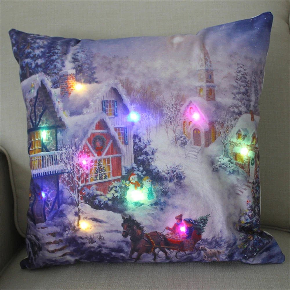 LED Light Christmas Pillow Cover - Santa Elk Glow - Cake Pops Parties
