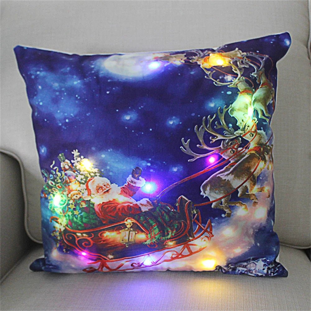 LED Light Christmas Pillow Cover - Santa Elk Glow - Cake Pops Parties