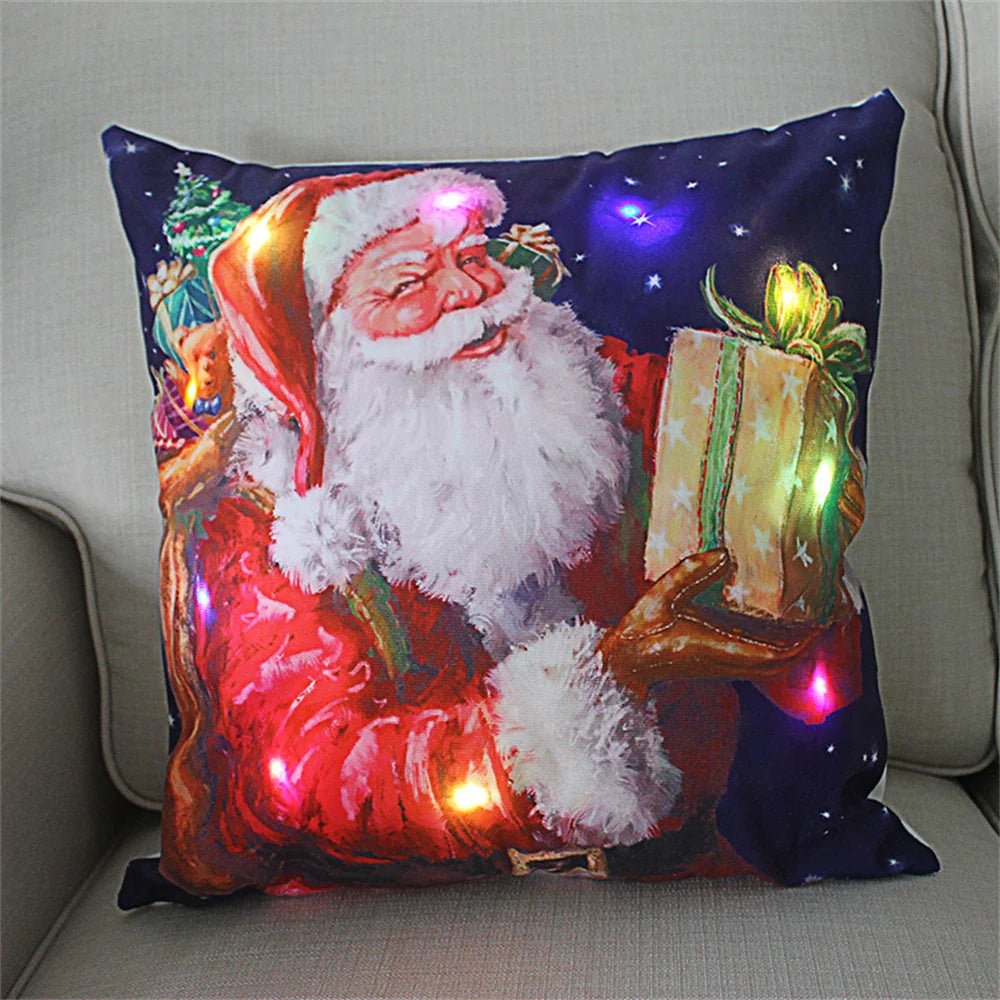 LED Light Christmas Pillow Cover - Santa Elk Glow - Cake Pops Parties