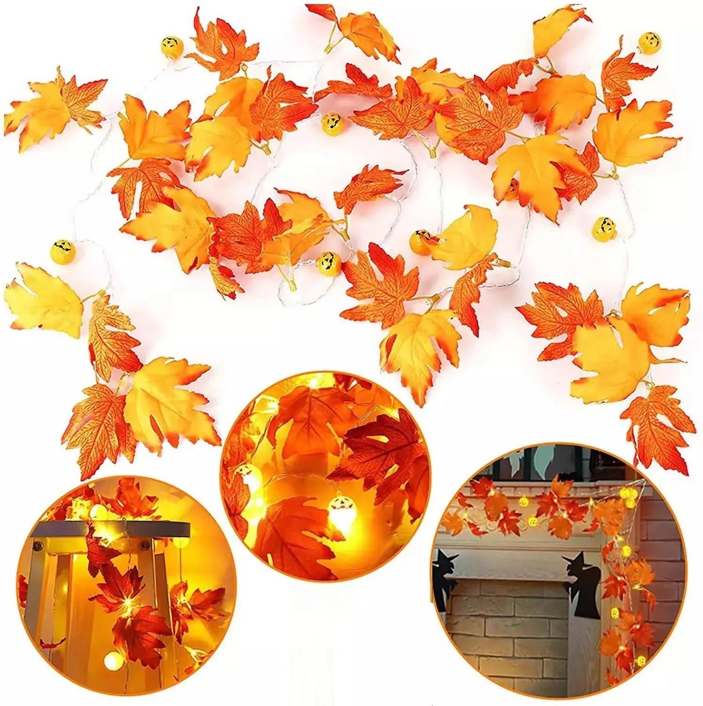 LED Maple Leaves Pumpkin Garland String Light - Cake Pops Parties