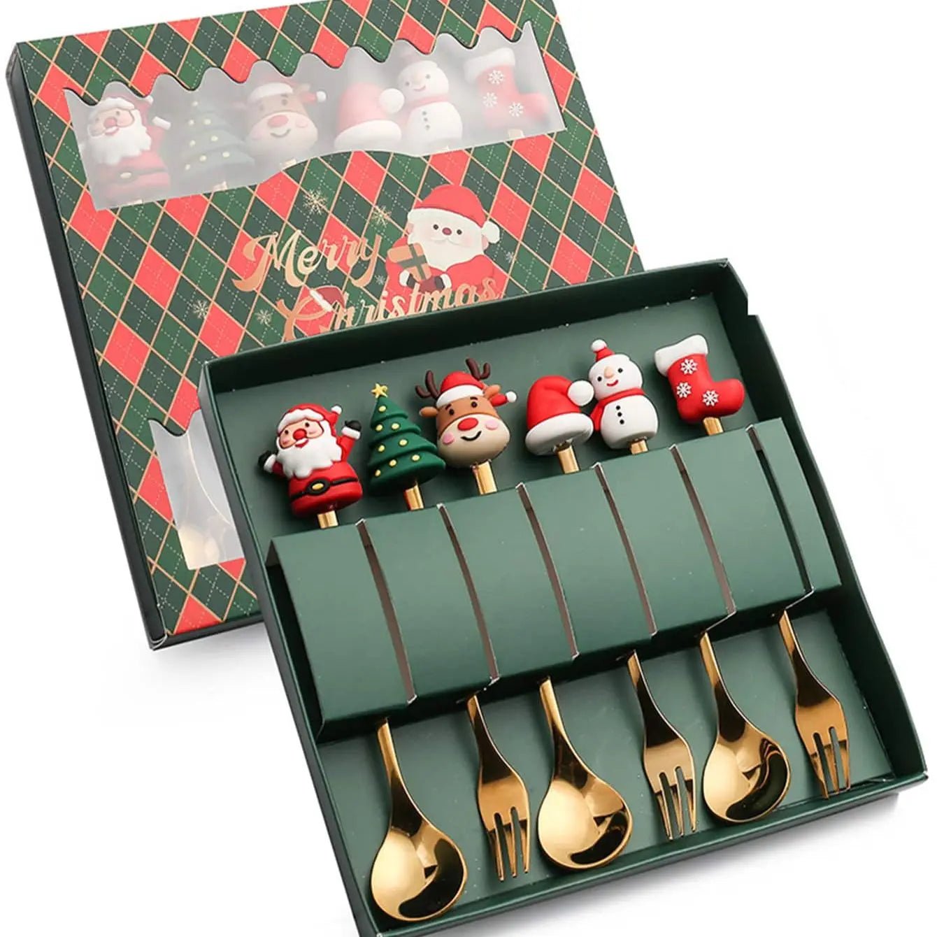 Leeseph Christmas Spoon Fork Set - Cake Pops Parties