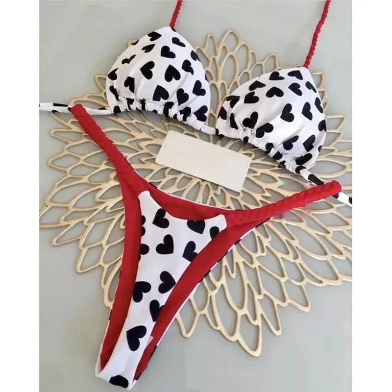 Leopard Print Sexy Bikini Set | Striped Two - Piece Thong Swimsuit | Women - Cake Pops Parties