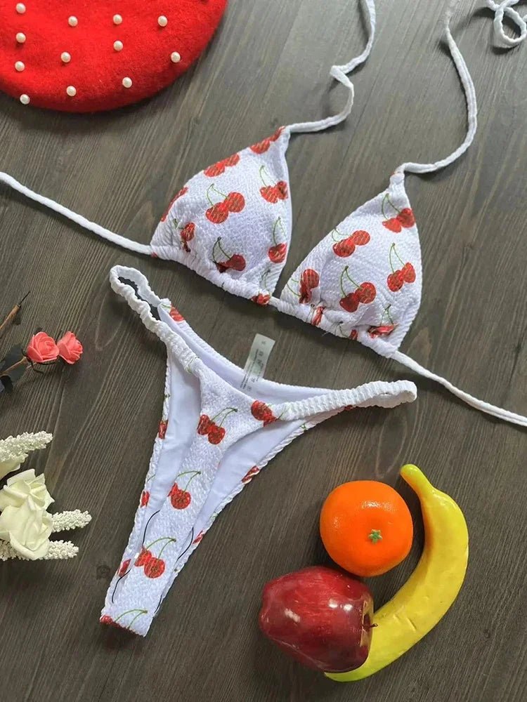 Leopard Print Sexy Bikini Set | Striped Two - Piece Thong Swimsuit | Women - Cake Pops Parties