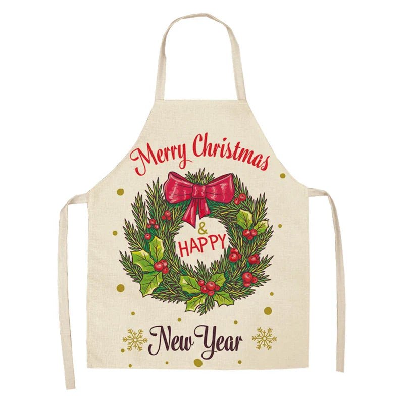 Linen Merry Christmas Apron - Home Kitchen Decoration & Gift - Cake Pops Parties