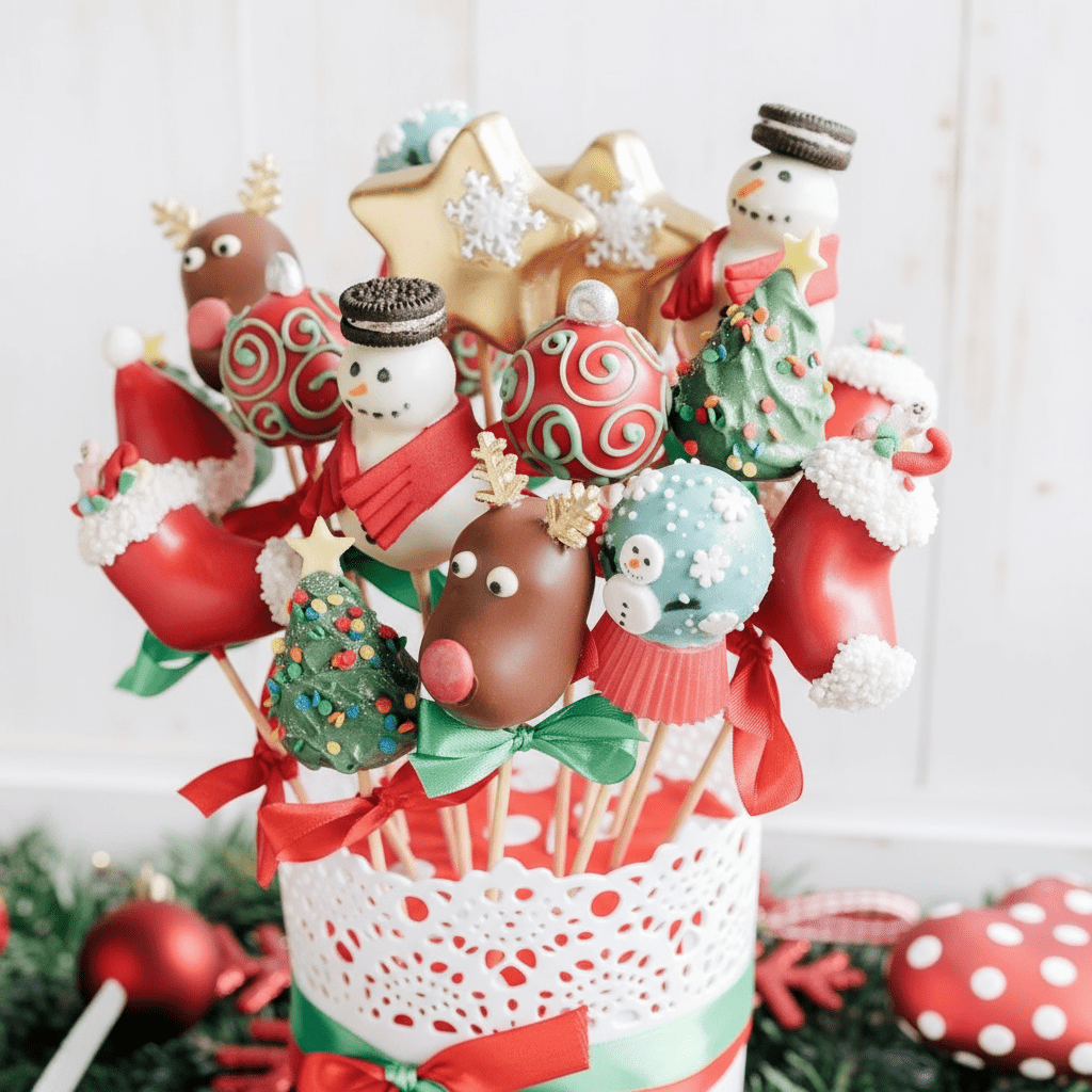 Luxury Christmas Cake Pops Bouquet - Handcrafted Festive Gift - Cake Pops Parties