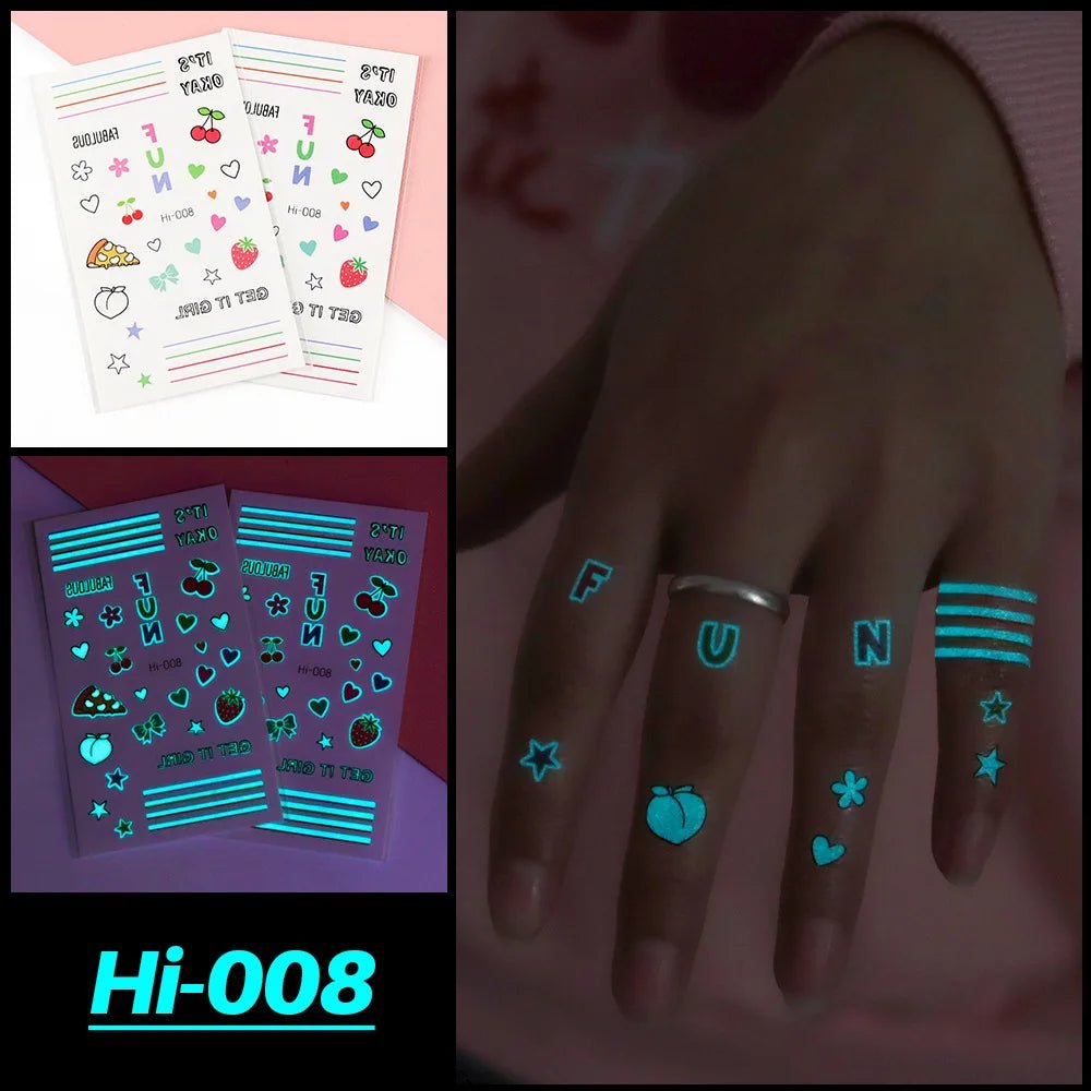 Neon Glow Party Tattoo Stickers - Cake Pops Parties