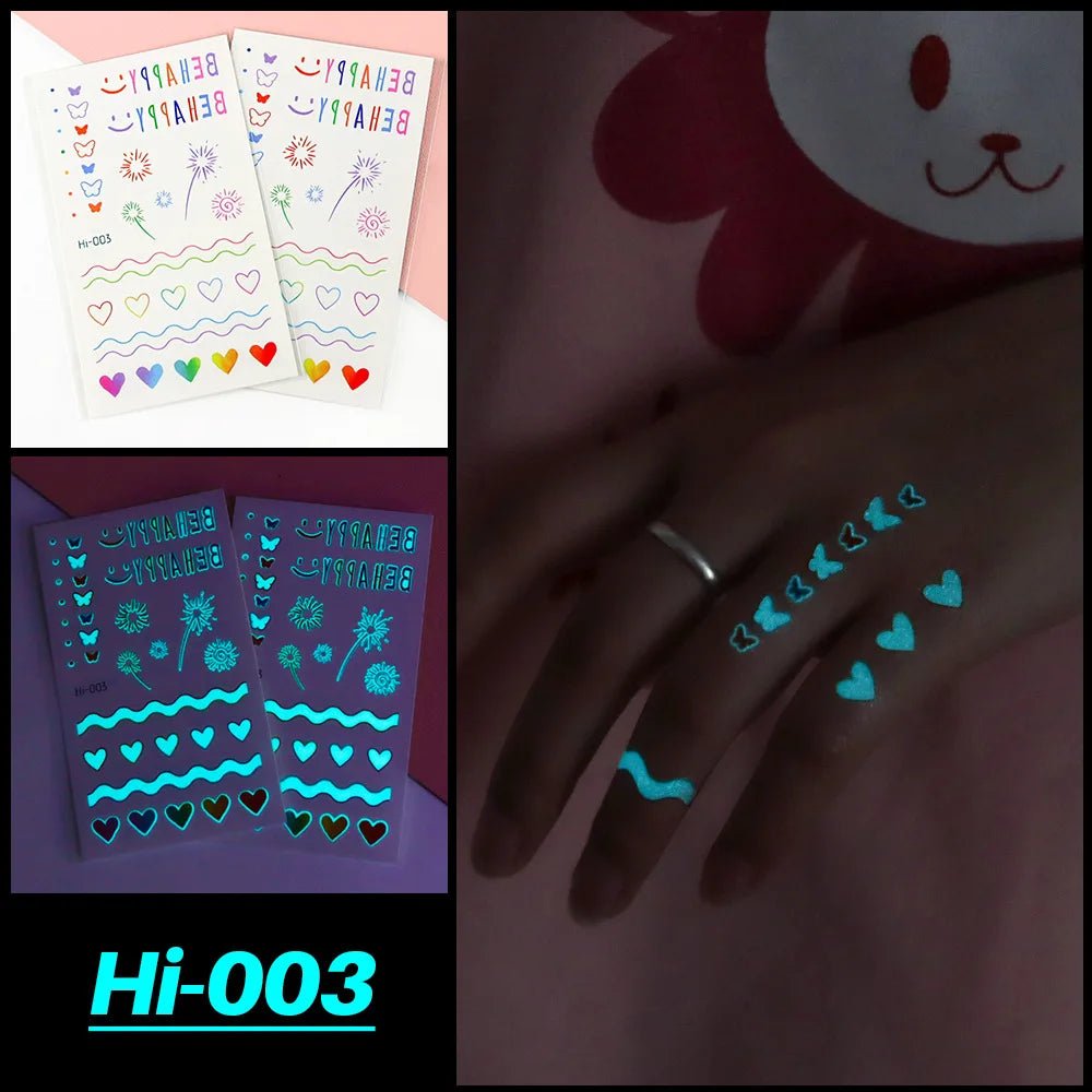 Neon Glow Party Tattoo Stickers - Cake Pops Parties